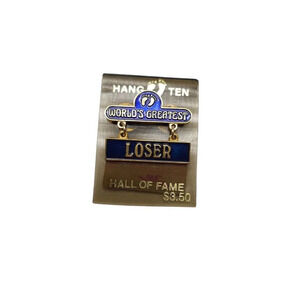 Hang Ten World's Greatest Loser Hall of Fame Footprints Lapel Brooch Pin Vintage